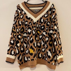 Cable Stitch Animal Print Jacquard Sweater